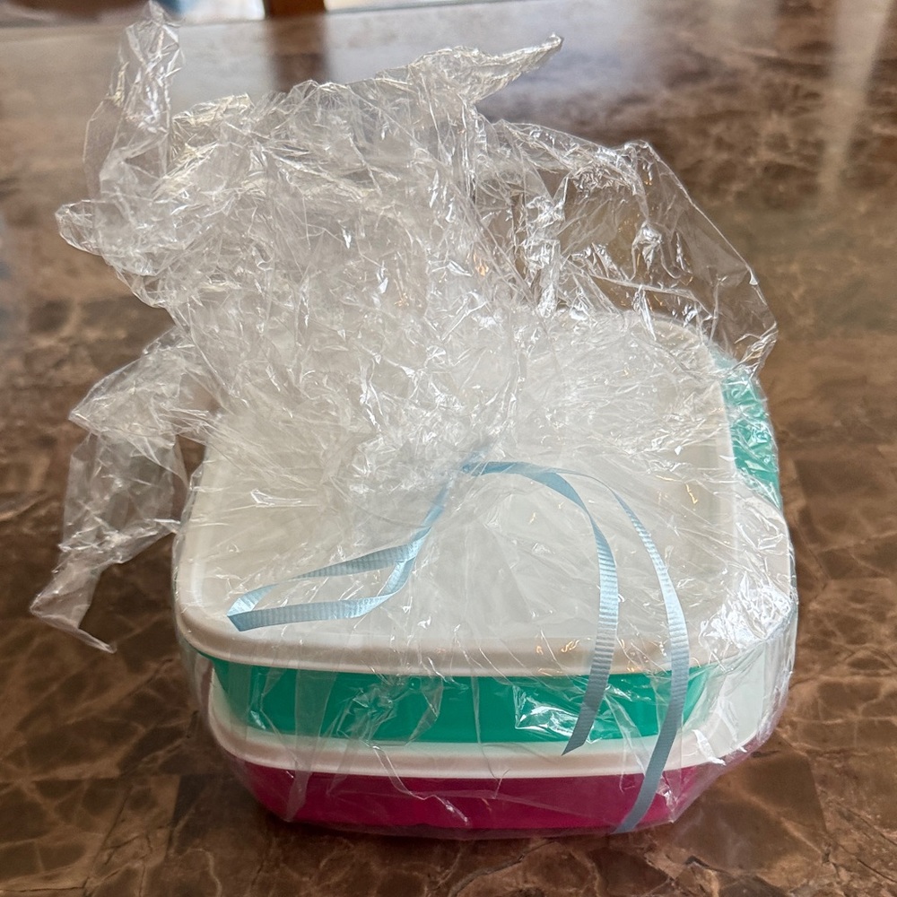 Tupperware White, Teal & Pink Stackable Food Containers